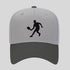 Gray cap with black silhouette of a person playing badminton on a light gray background